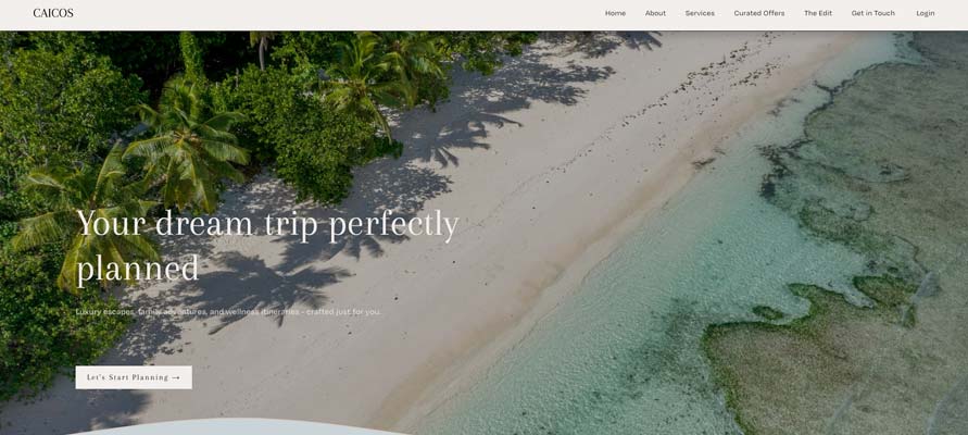 Squarespace template #4 - Caicos Travel
